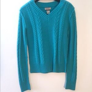 Buffalo Teal Blue Knit V- Neck Sweater Size M